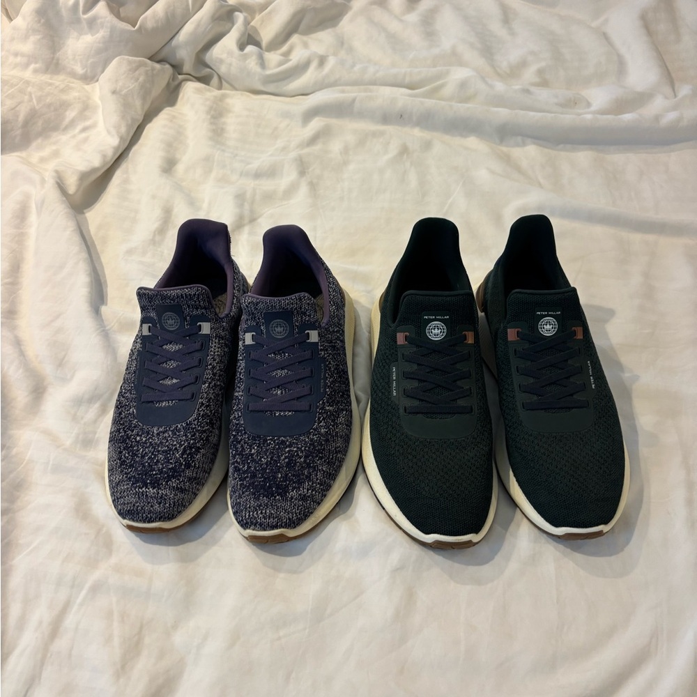 Peter Millar Knit Slip On Sneakers in Blue & Green, lot of 2